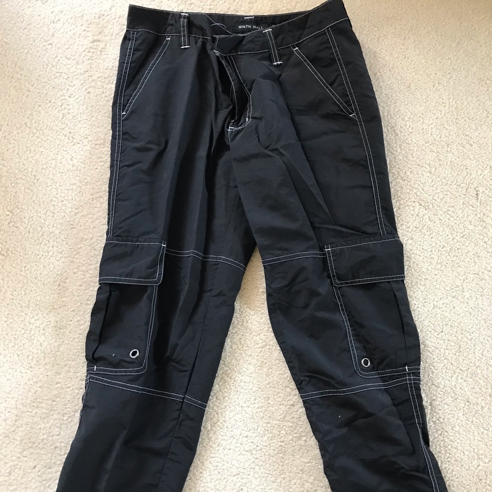 Black parachute pants